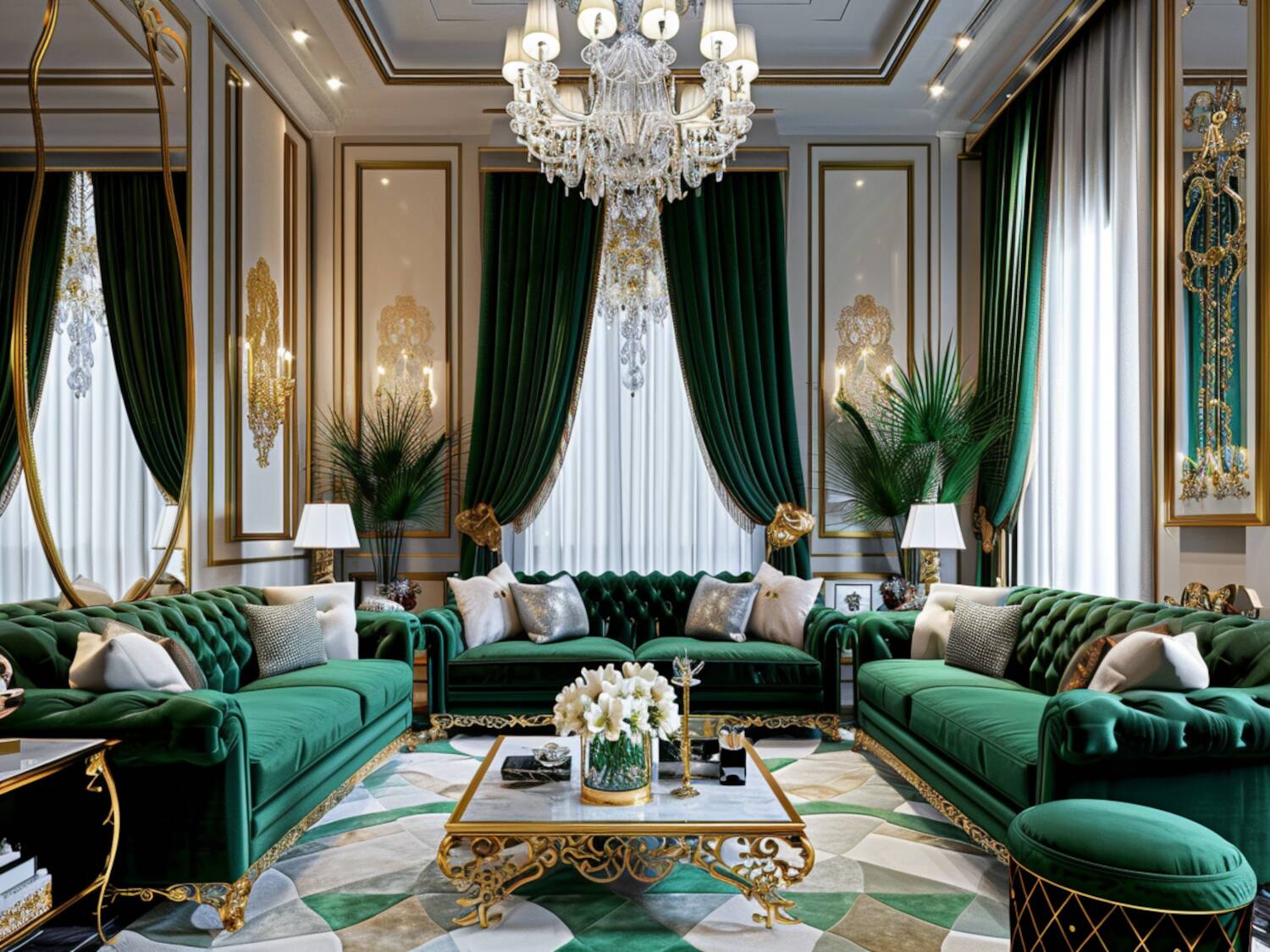 10 inspiracji na wnętrza glamour z akcentami glamour