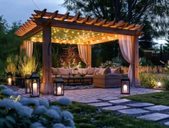 Jak urządzić przestrzeń wokół altany z eleganckim oświetleniem punktowym