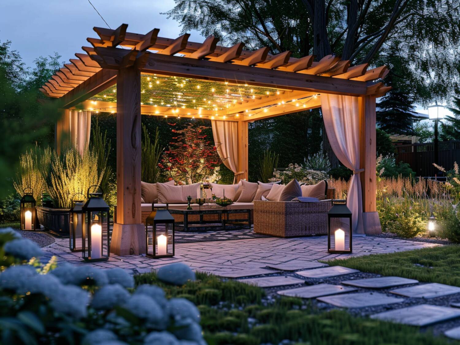 Jak urządzić przestrzeń wokół altany z eleganckim oświetleniem punktowym