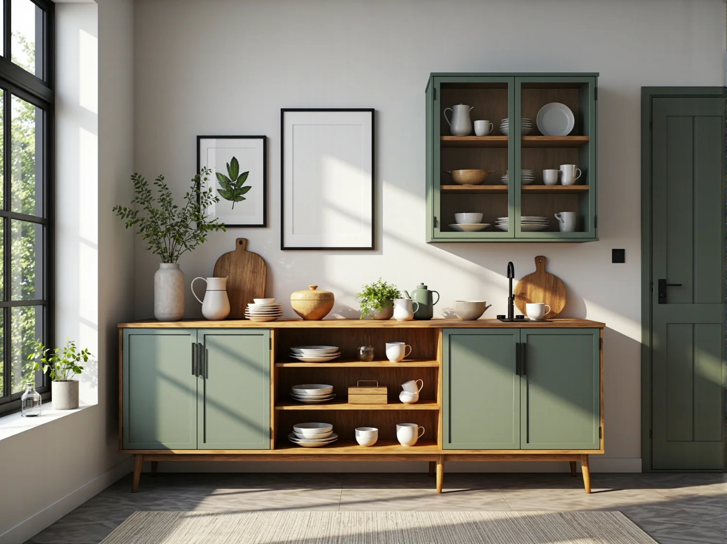 Aranżacja ogrodu industrialnego z chłodnym światłem LED i meblami z metalu i drewna