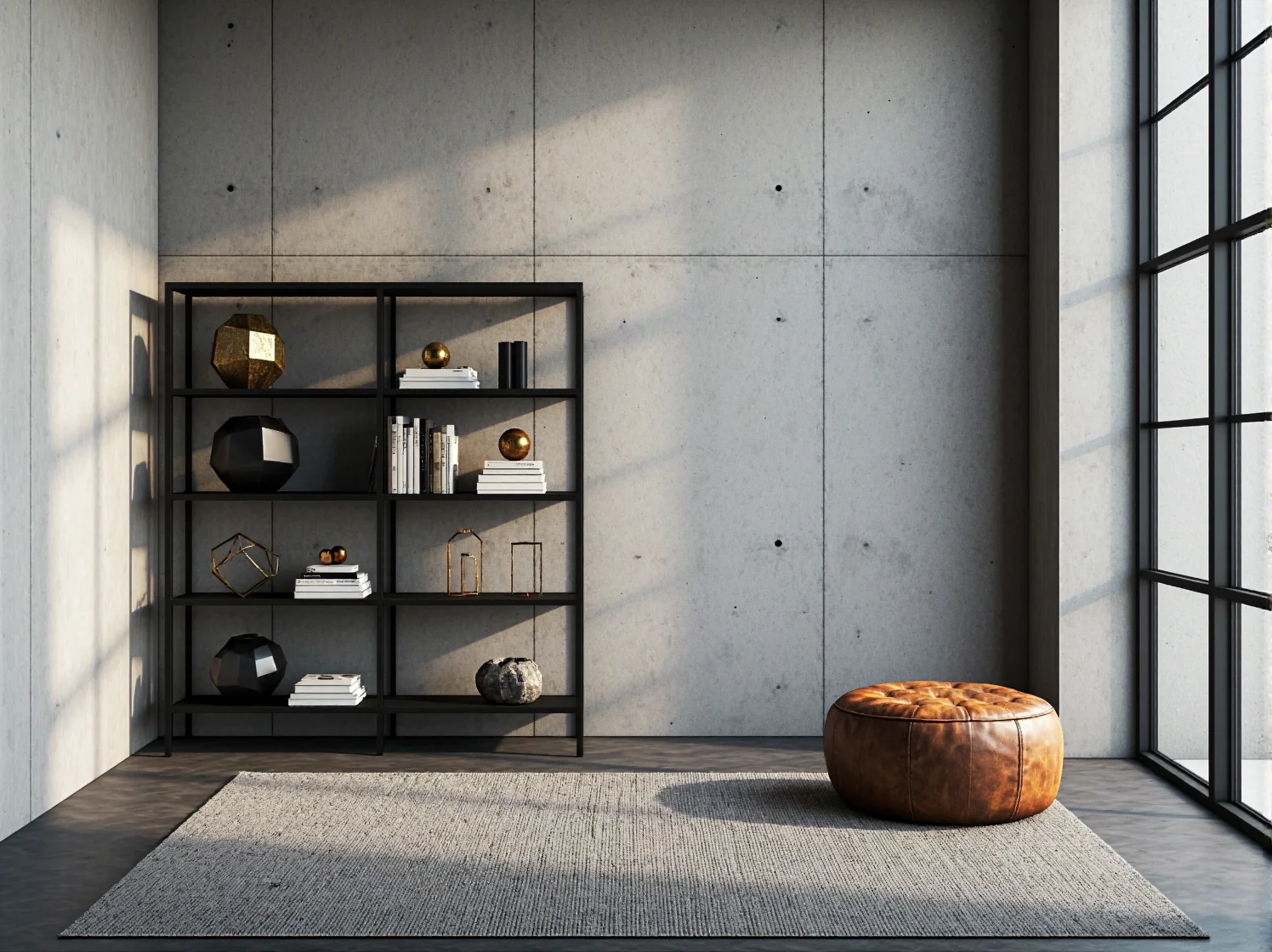 Designerska lampa zewnętrzna loftowa dająca ciepłe światło na surowej ścianie.