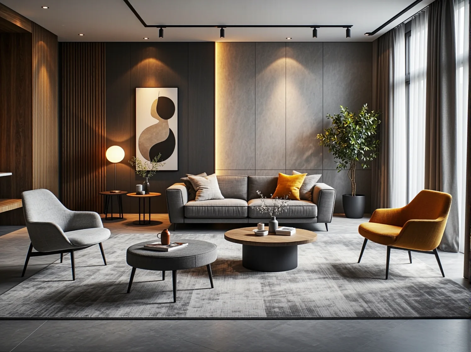 Designerska sofa modułowa jako element wyposażenia nowoczesnej strefy relaksu w hotelu.