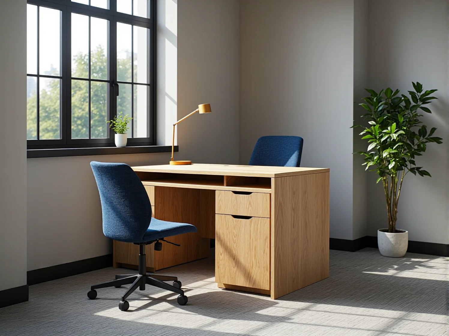 Elegancki stół do biblioteki o minimalistycznym designie, pasujący do nowoczesnych wnętrz.