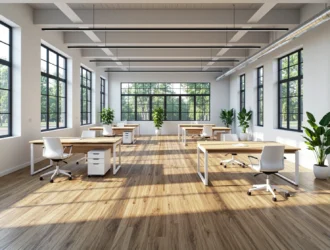 Biurka dąb sonoma z białą metalową ramą w stylu skandynawskim