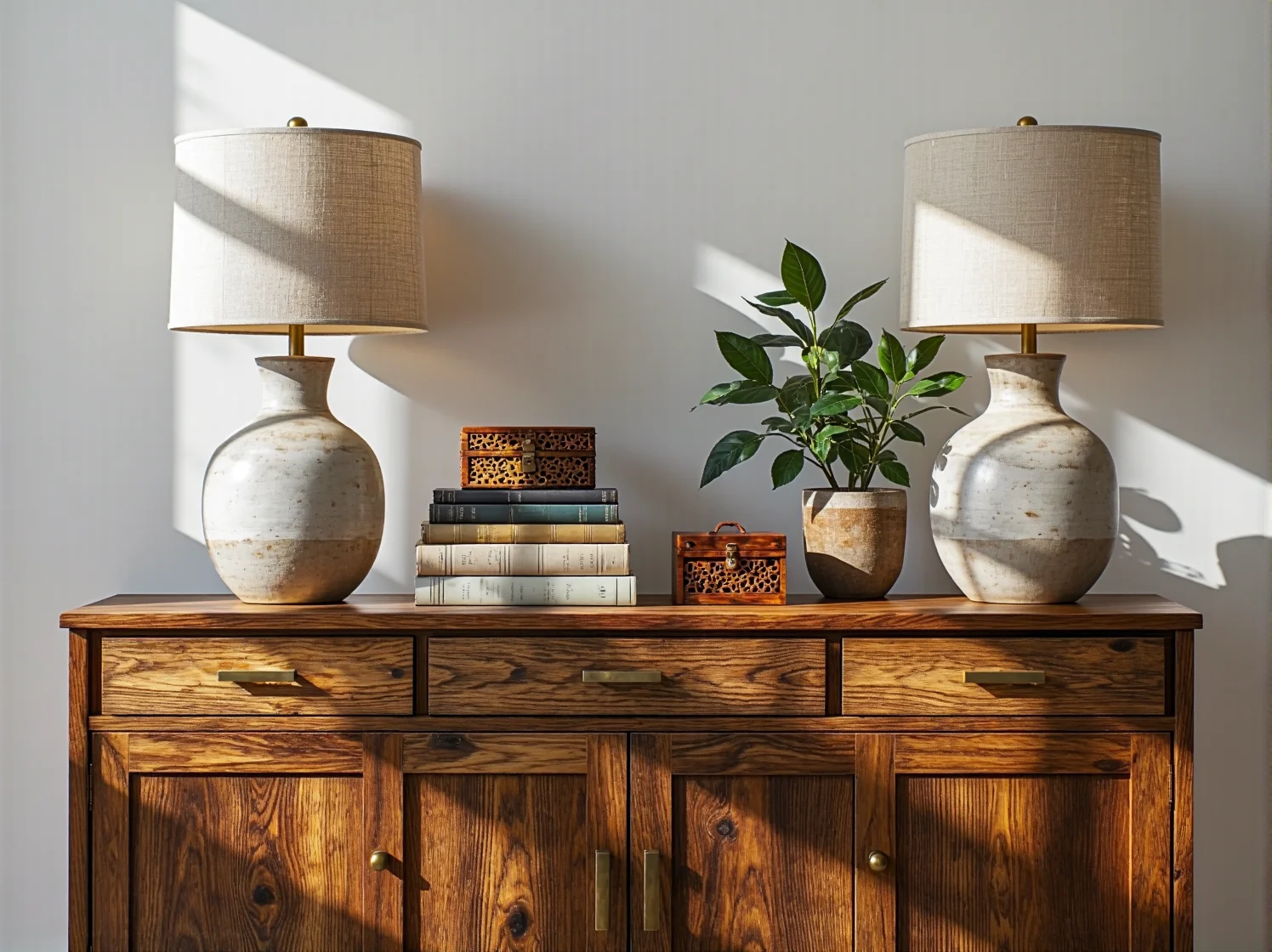 Jasna kuchnia skandynawska z elementami retro, białe meble i stylowe dodatki w klimacie vintage.