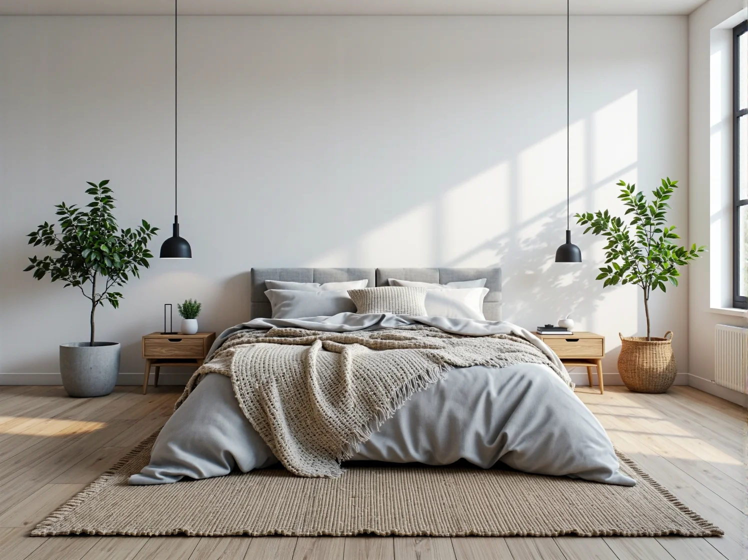 Łóżko dwuosobowe szare z tapicerowanym zagłówkiem pikowanym