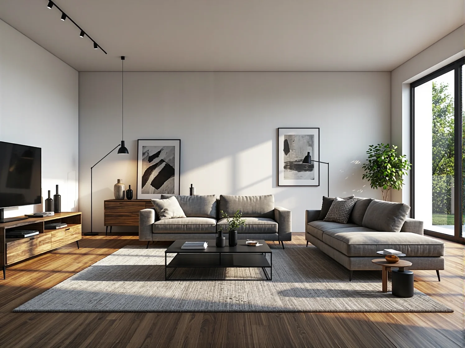 Kącik wypoczynkowy na tarasie z girlandą świetlną LED i miękkimi tekstyliami