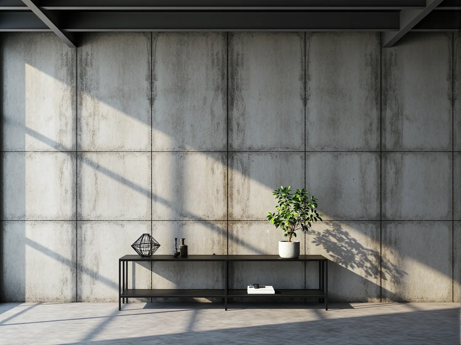 Metalowy kinkiet zewnętrzny industrialny oświetlający surową fasadę domu.