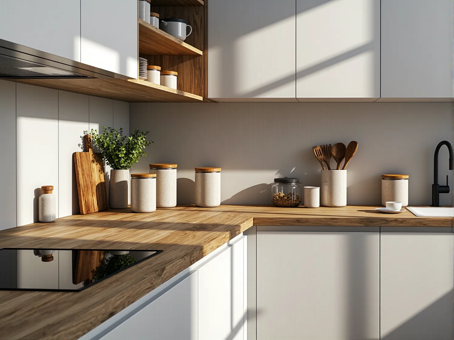 Nowoczesna komoda industrialna łącząca naturalne drewno z czarną metalową ramą.