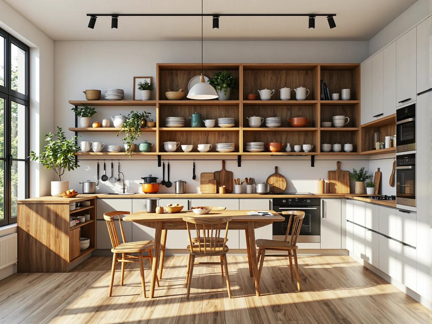 Nowoczesna lampa wisząca nad stołem w jadalni glamour podkreślająca prestiż wnętrza.