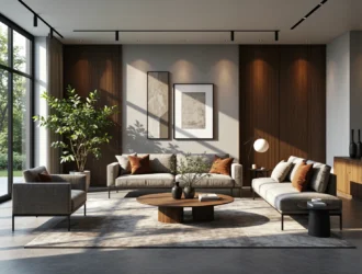 Nowoczesny zestaw wypoczynkowy szary z sofą i fotelem