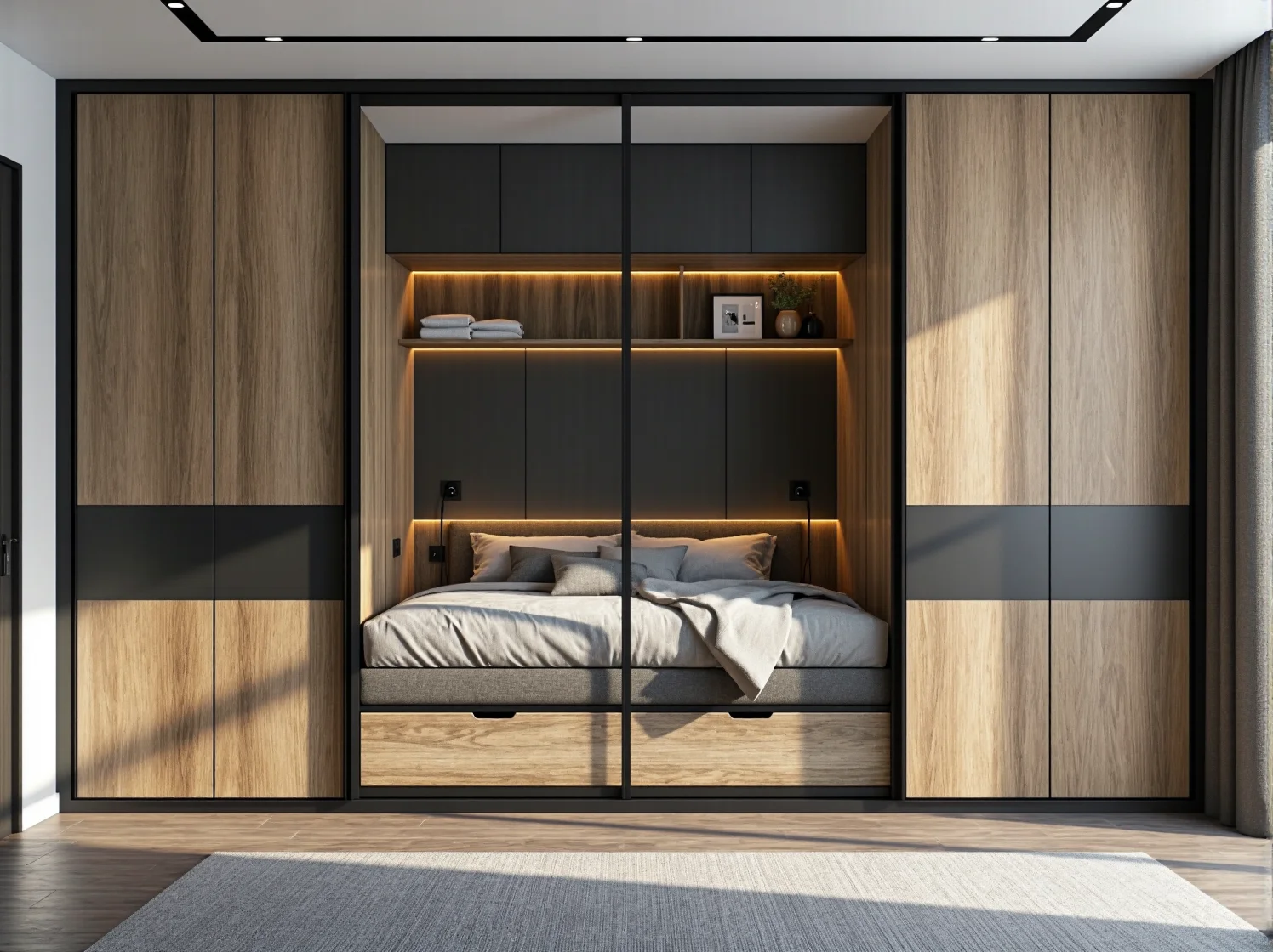 Modułowe pufy ze schowkami idealne do elastycznej aranżacji małego salonu.