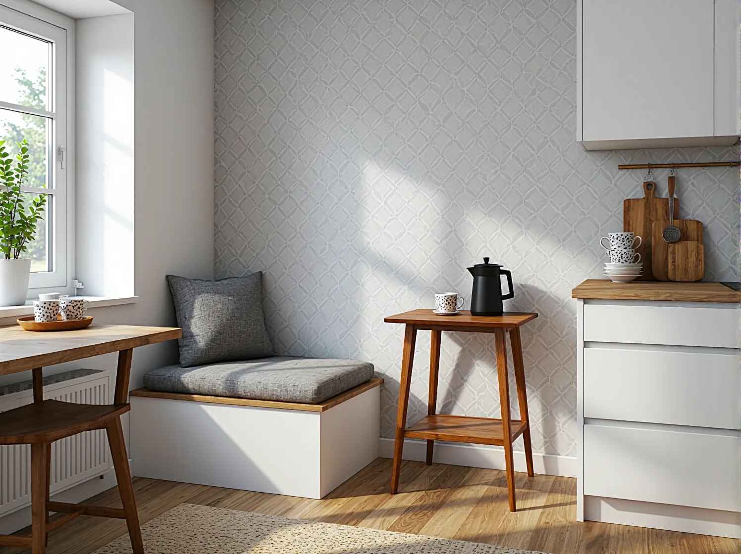 Efekt końcowy metamorfozy szafki na buty, stylowy element dekoracyjny w nowoczesnym przedpokoju.