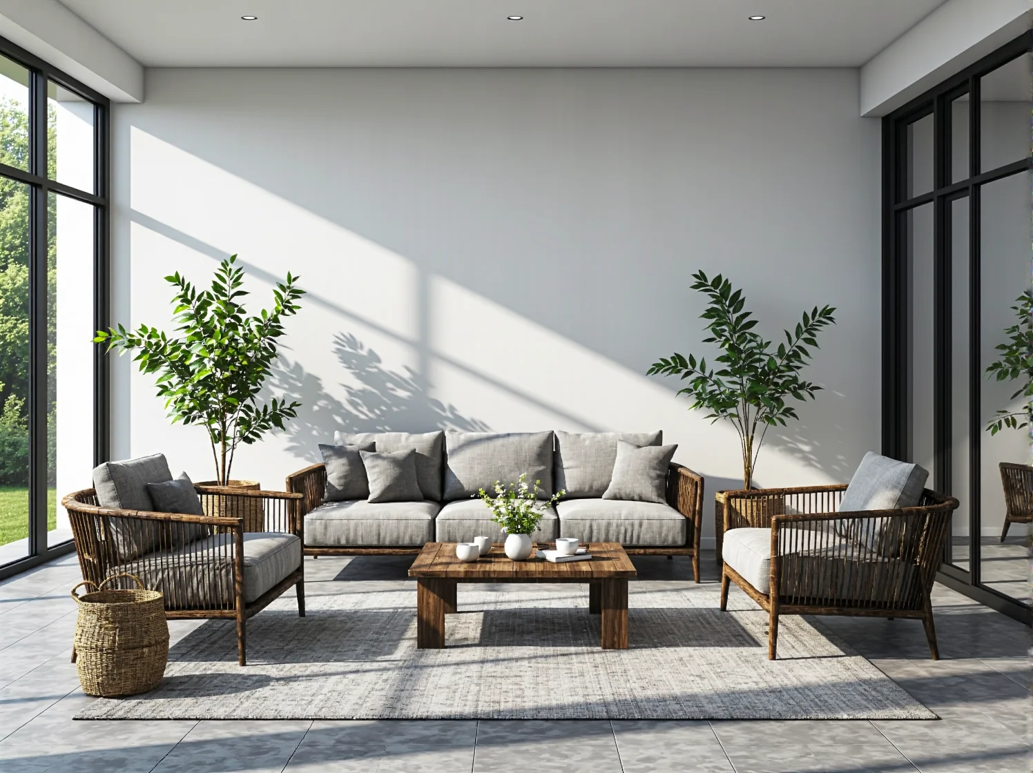 Zestaw mebli ogrodowych po renowacji – efekt końcowy najlepszych tutoriali DIY przywracających blask.