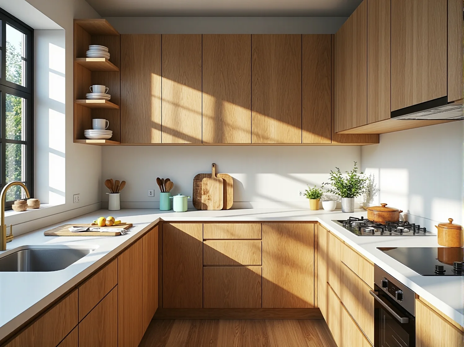 Nowoczesne wnętrze restauracji wyposażone w ekologiczne meble z recyklingu, łączące design z naturą.