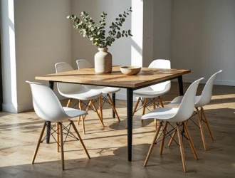 Nowoczesny stół kuchenny dąb craft na czarnych metalowych nogach