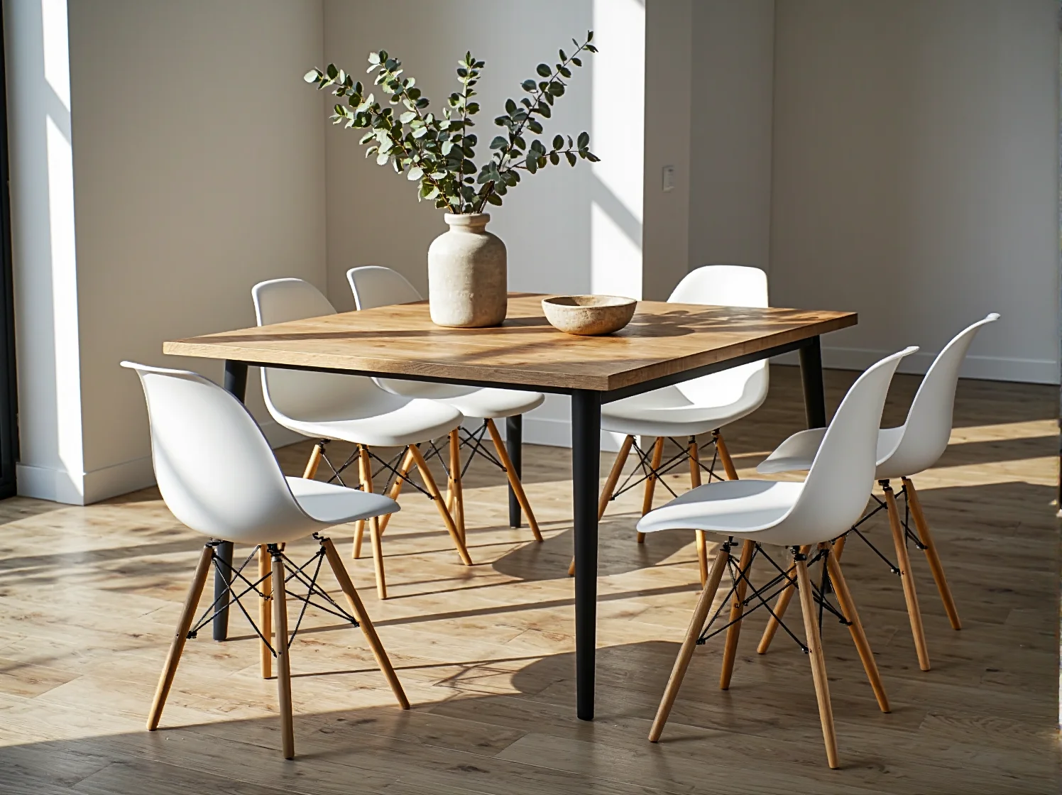 Nowoczesny stół kuchenny dąb craft na czarnych metalowych nogach