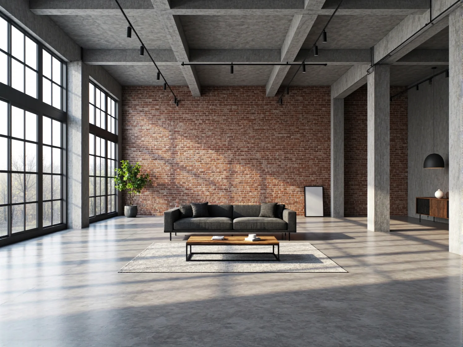 Grafitowa sofa trzyosobowa na metalowych nóżkach w stylu loft