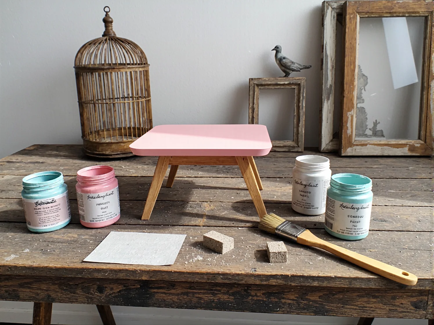 Efekt postarzenia mebla uzyskany za pomocą techniki przecierki na krawędziach szuflady.