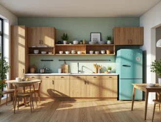 Zestaw mebli kuchennych dąb naturalny z otwartymi półkami