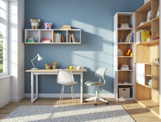 Biurko dziecięce z blatem dąb sonoma i białymi nogami