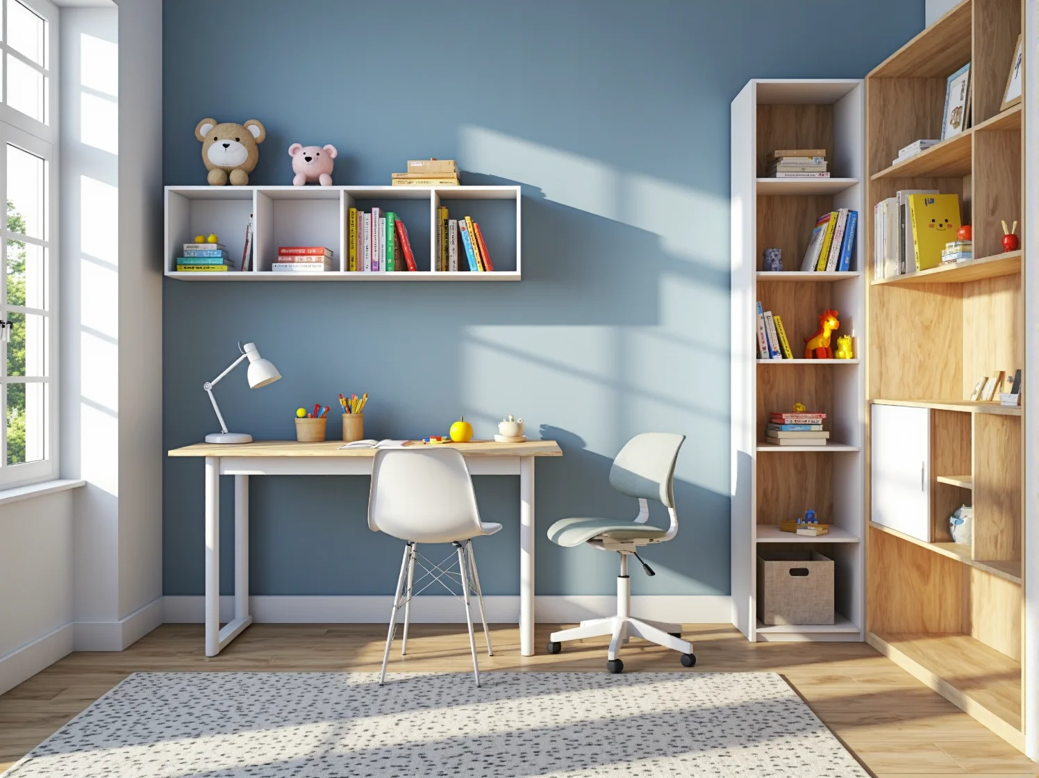 Biurko dziecięce z blatem dąb sonoma i białymi nogami