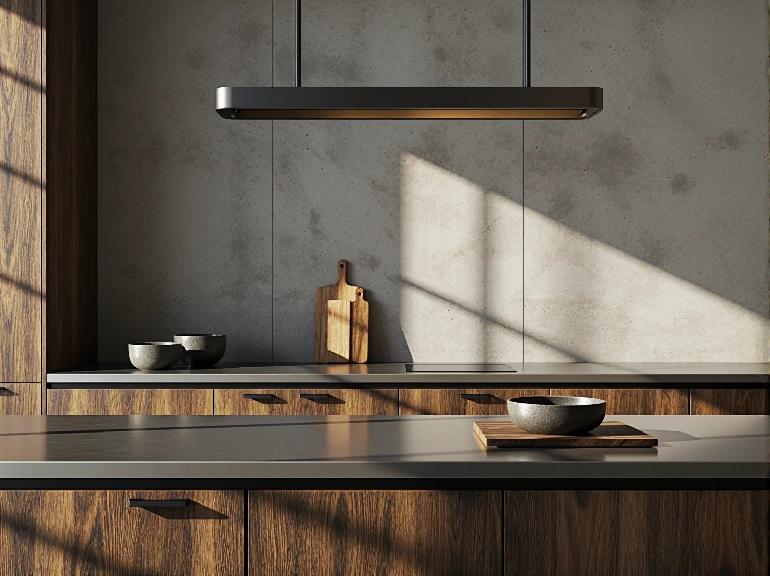 Oświetlenie elewacyjne loftowe w formie reflektorów na betonowej fasadzie.