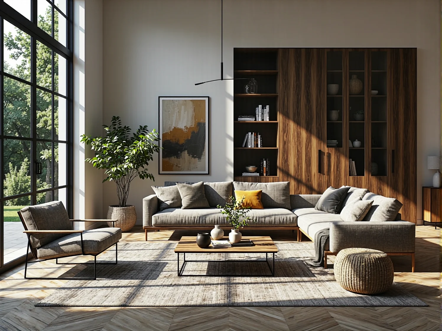 Inspiracja na regał boho ozdobiony makramą i zielonymi roślinami