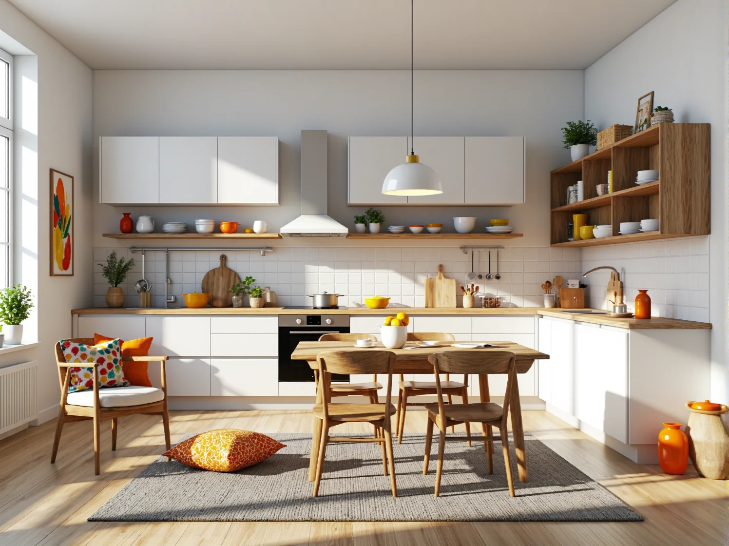 Funkcjonalne meble dla dzieci w stylu skandynawskim w jasnym, zharmonizowanym wnętrzu.