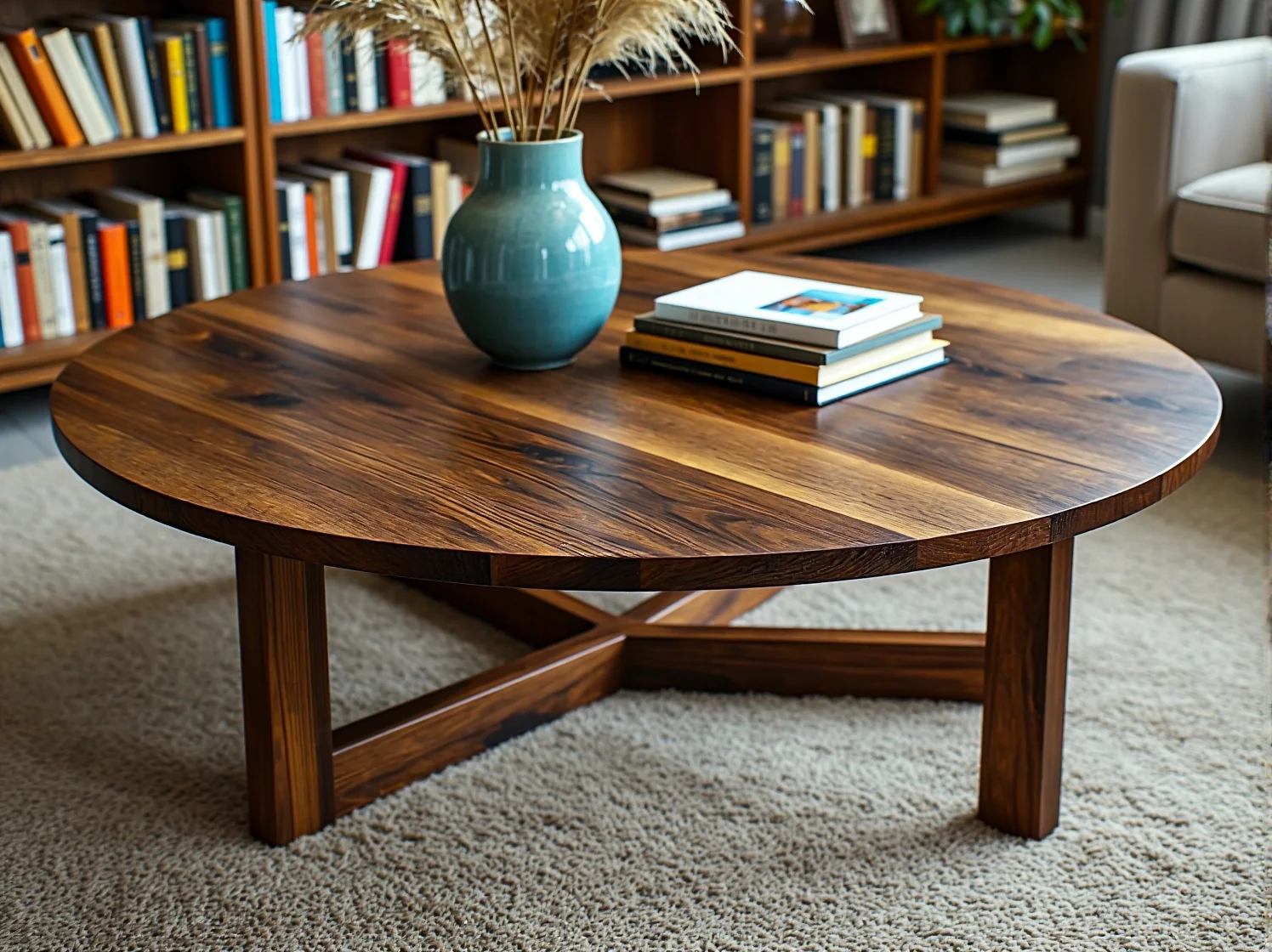 Stolik kawowy patyczak w stylu vintage, który nada salonowi unikalny charakter retro.