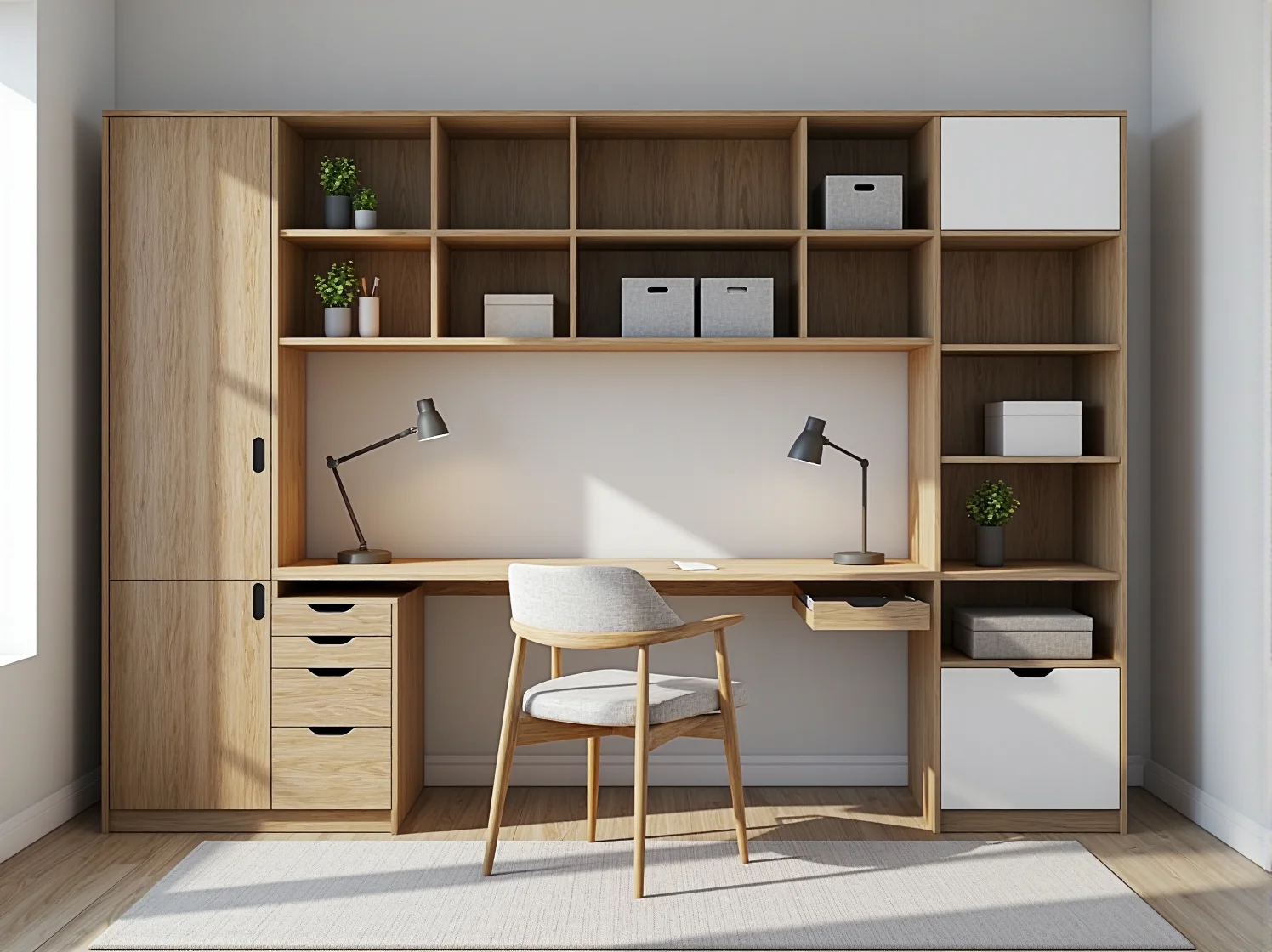 Minimalistyczna szafka RTV modułowa – funkcjonalny mebel pod telewizor w jasnej aranżacji skandynawskiej.