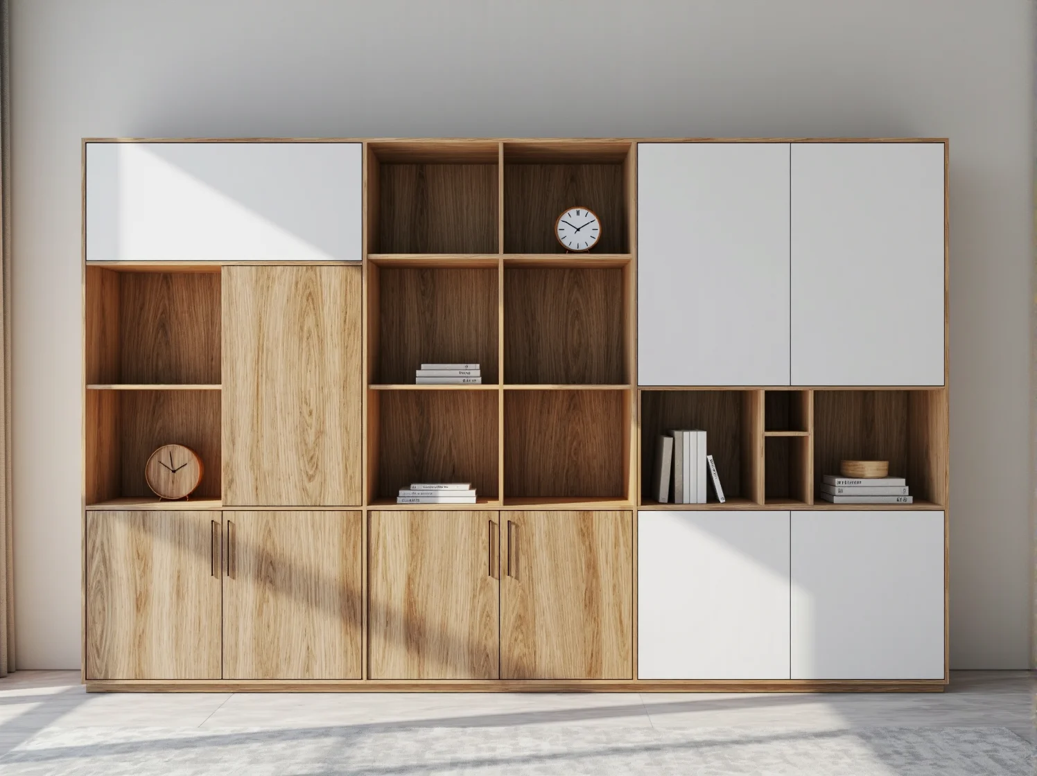 Szczegóły szafek modułowych scandi – funkcjonalne przechowywanie i minimalistyczny design w jasnej kuchni.