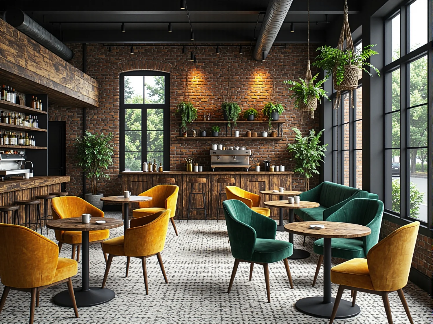 Fotele tapicerowane musztardowe i zielone z drewnianymi nogami