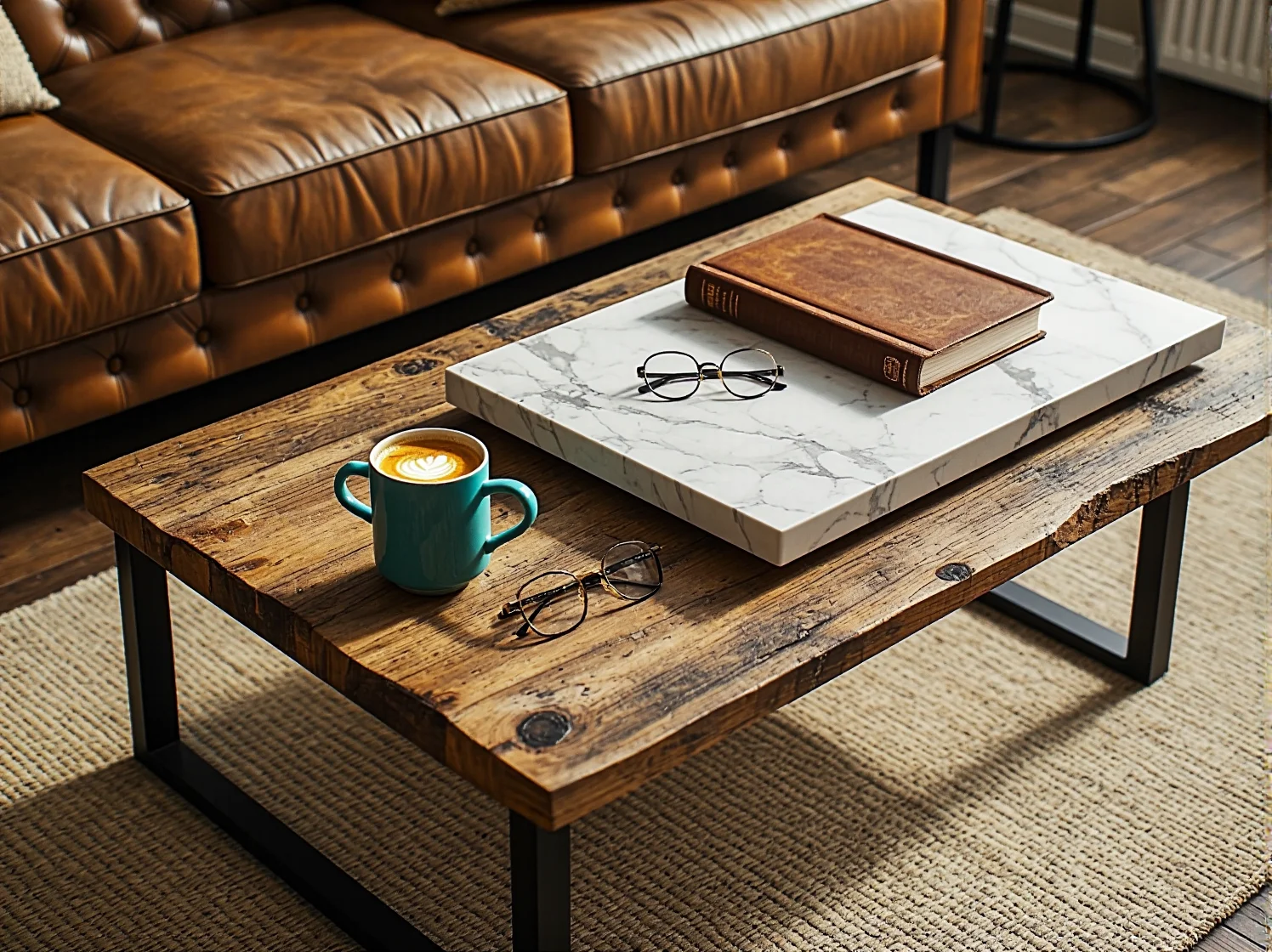 Detale vintage w kawiarni: retro dodatki i stylowe plakaty na ceglanej ścianie budujące niezapomniany klimat.